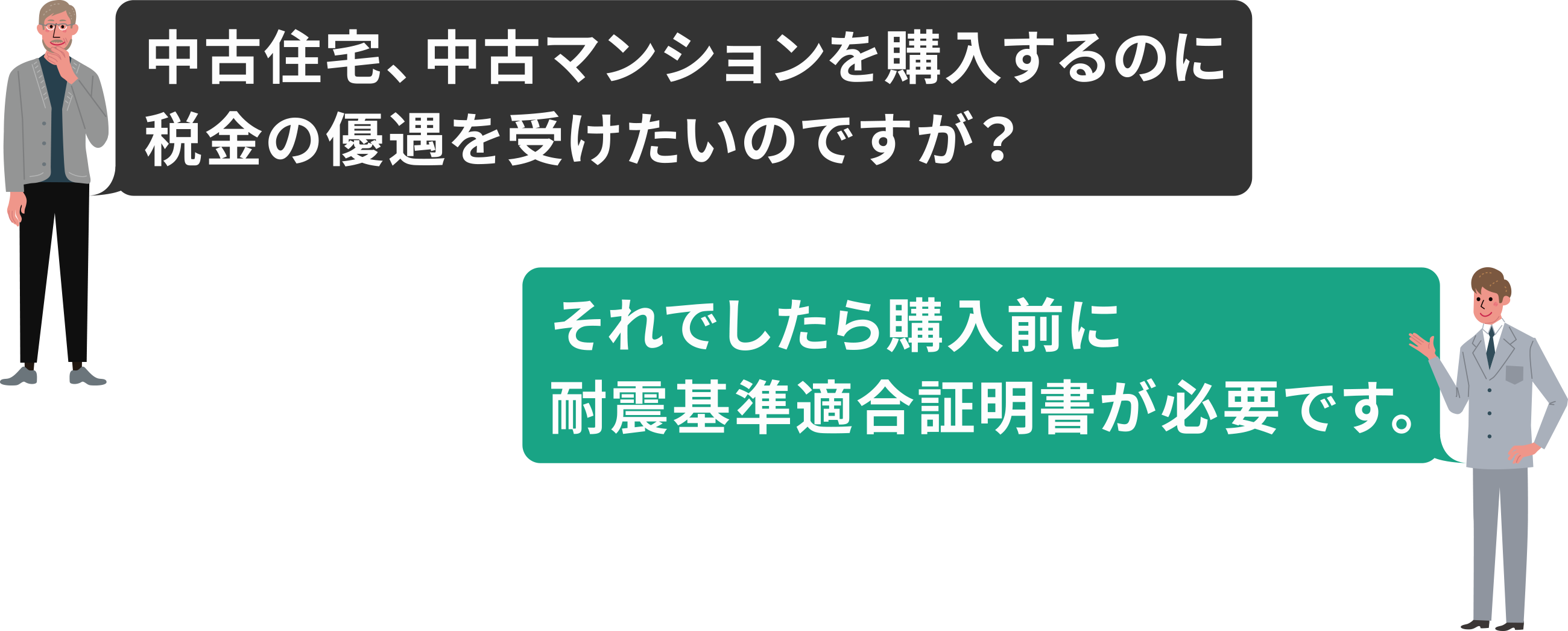 中古住宅、中古マンションを購入するのに税金の優遇を受けたいのですが？それでしたら購入前に耐震基準適合証明書が必要です。